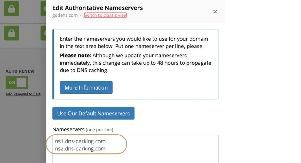 Updating Porkbun authoritative nameservers to point directly to Hostinger's global network servers.