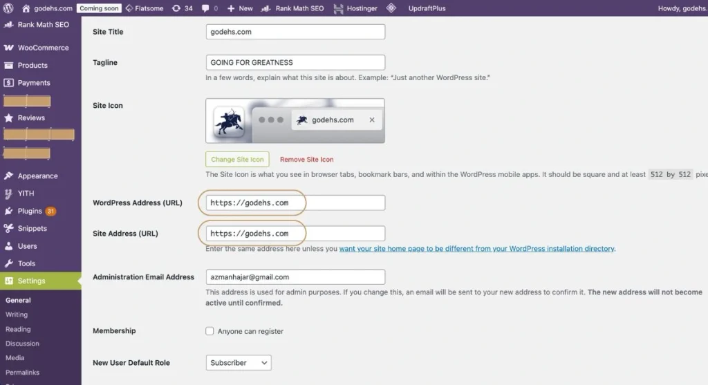 Secure Woocommerce website adress and WordPress Adress url after installing SSL, using https://