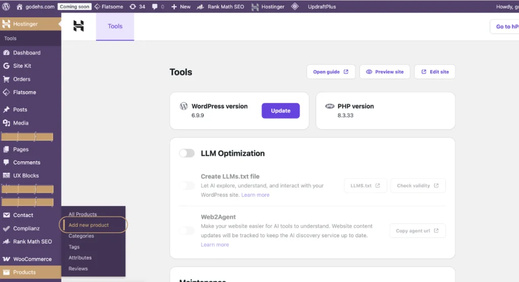 Adding a new product inside Woocommerce using Products , Add new Product tab